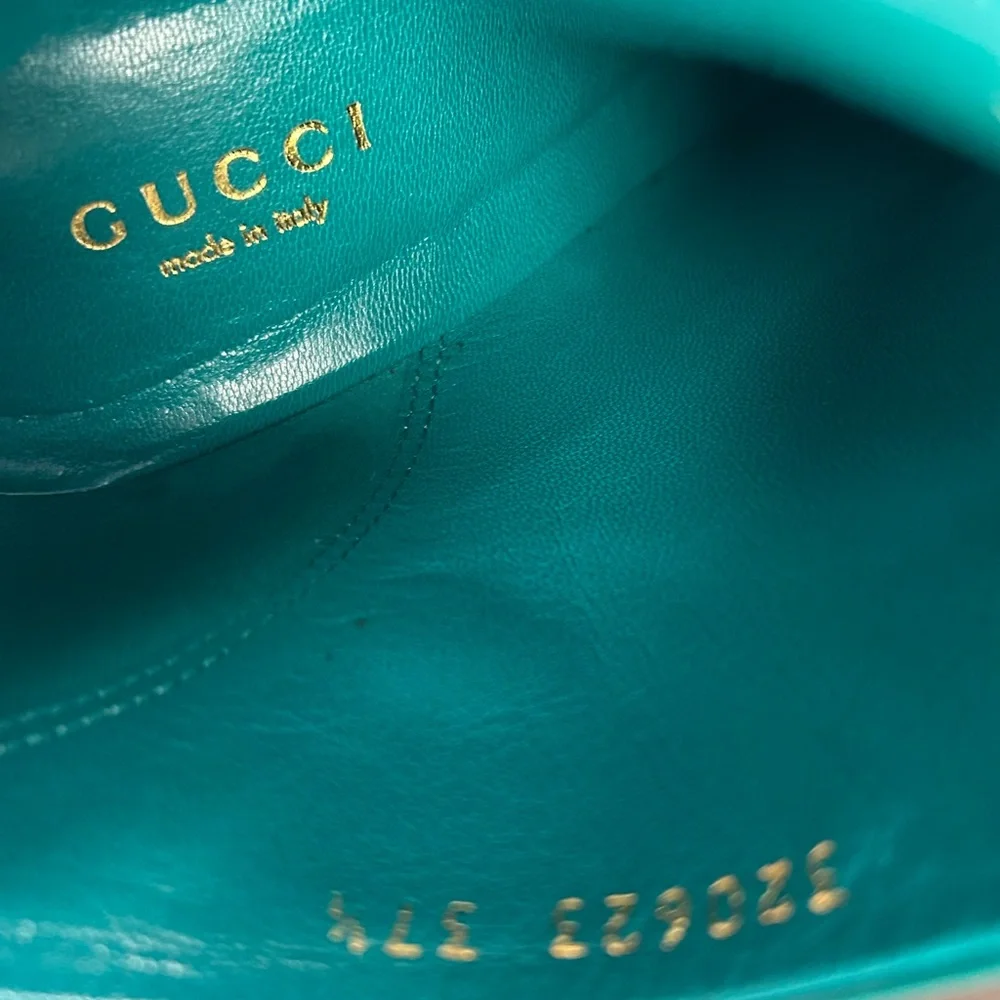 Gucci Turquoise Patent Leather Heeled Boots - Picture 4 of 7